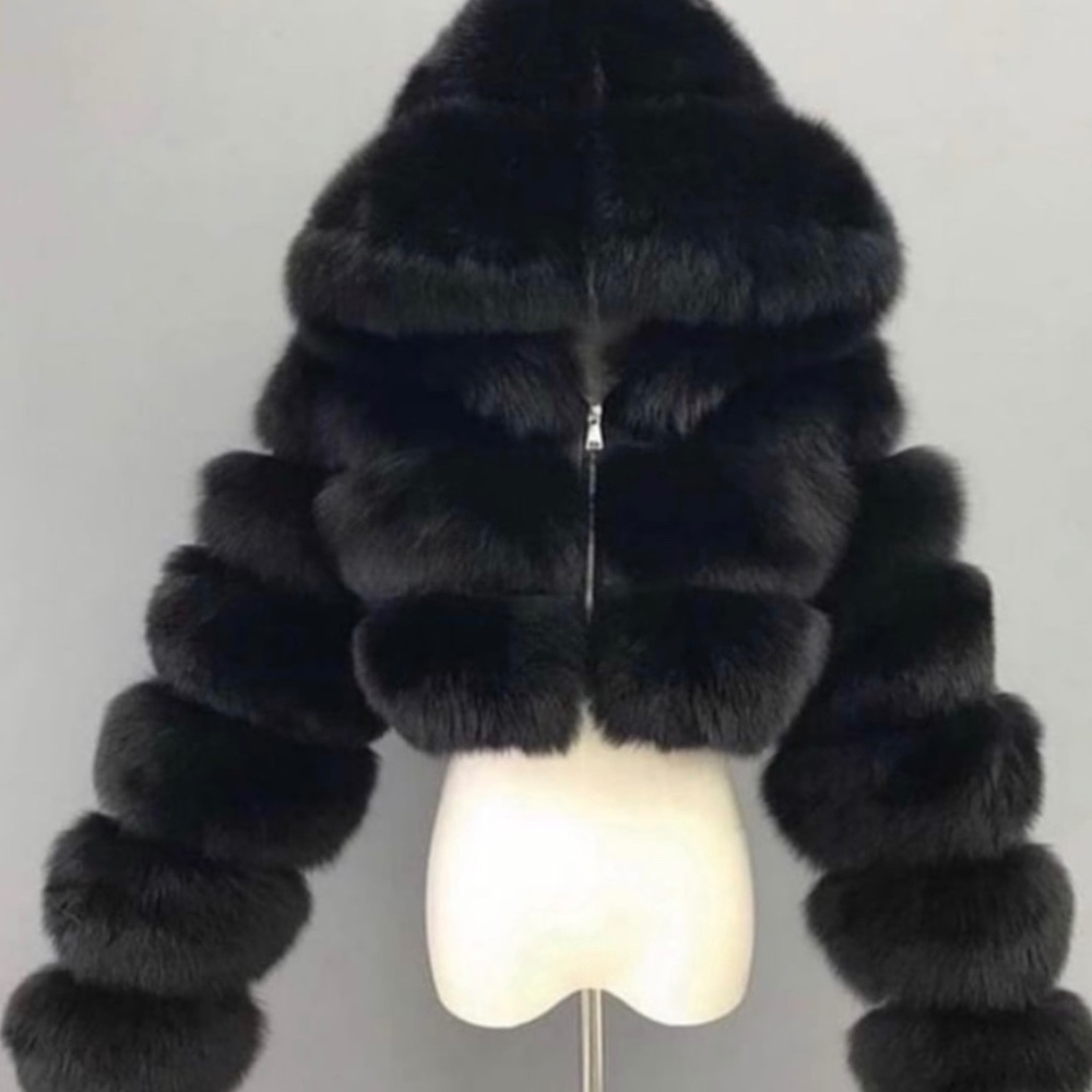 Black Genuine Fur Coat size M, L